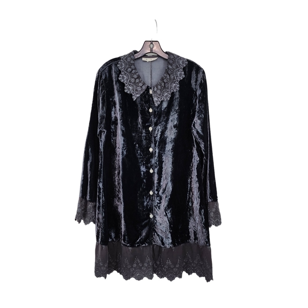 Biya by Johnny Was Women's Vintage 100% Rayon Velvet Button Front Tunic Top
